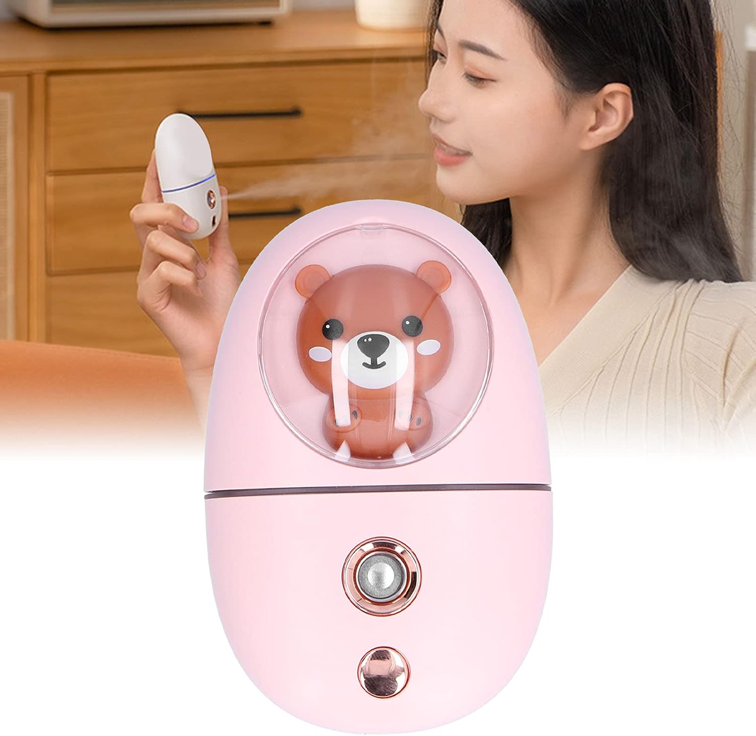 GLOGLOW Portable Nano Facial Steamer Handheld Facial Mist Sprayer Cordless Face Moisturizer with 35ml Water Tank 60 Min Battery Warm Light for Home Travel Skin Care Hydration