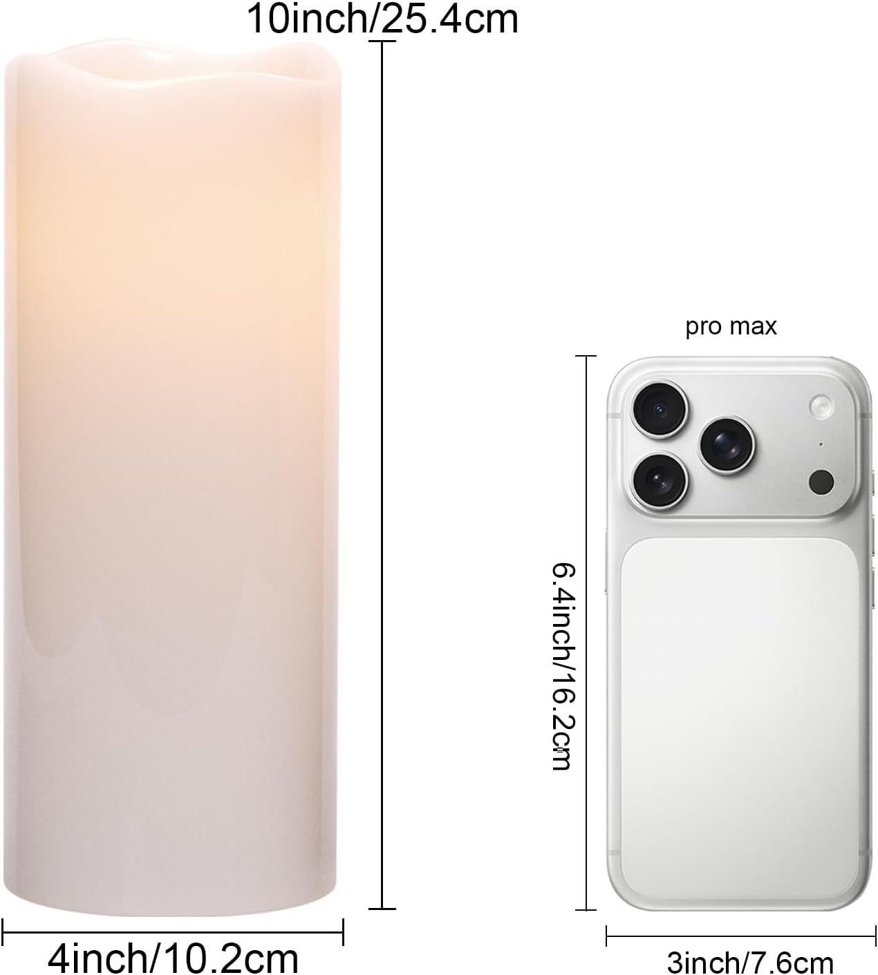 GenSwin Waterproof Large Flameless Candles with Remote for Lanterns, 2 Pack 4" x 10" Battery Operated with Timer, LED Pillar Candles Flickering for Indoor Outdoor Lanterns, Long-Lasting for Decor