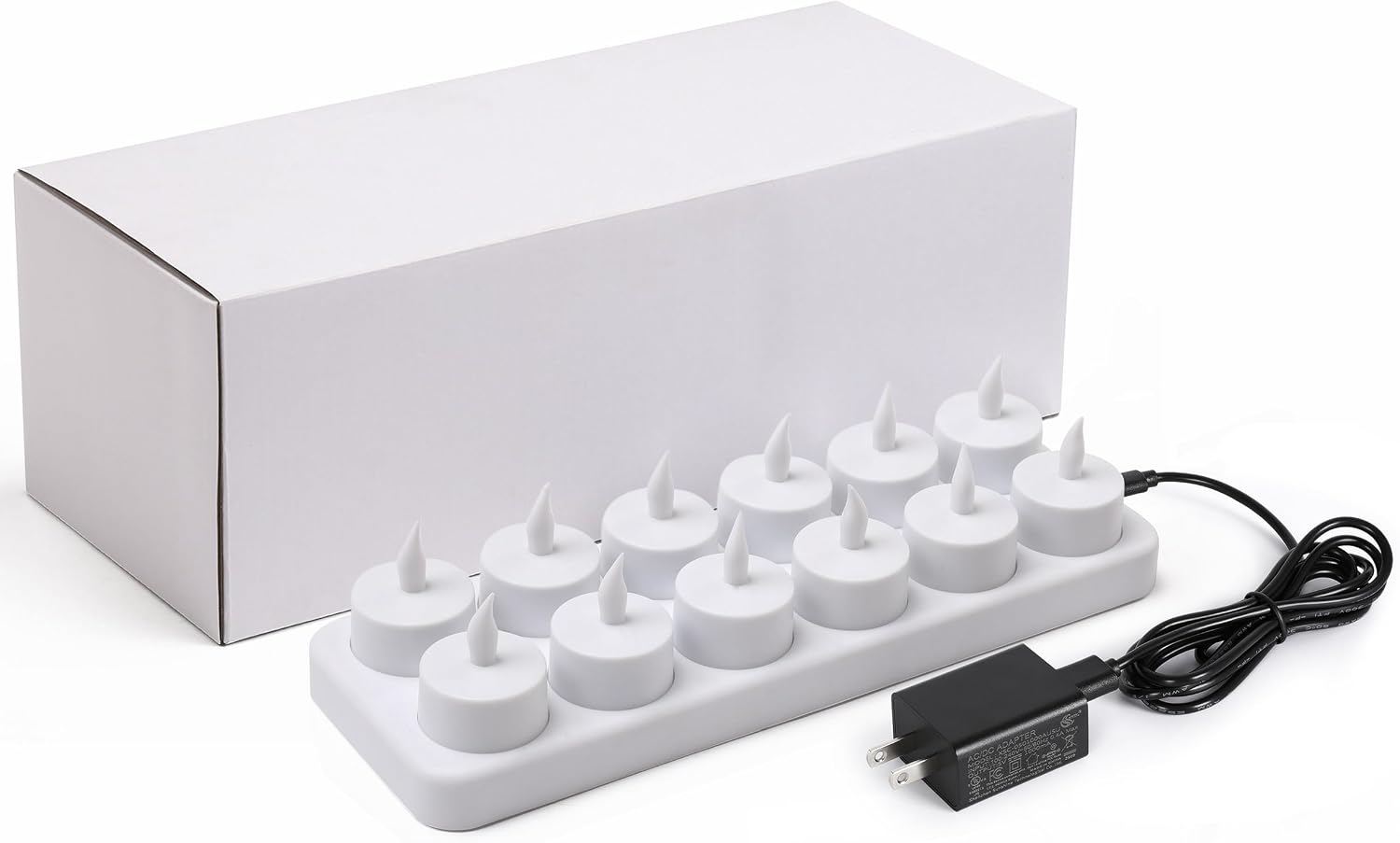 WoneNice Rechargeable Tea Lights Flickering Flameless Candles with Charging Base and AC Adapter, Romantic for Mother's Day Lantern Party Restaurants Weddings Christmas and Holiday Decoration