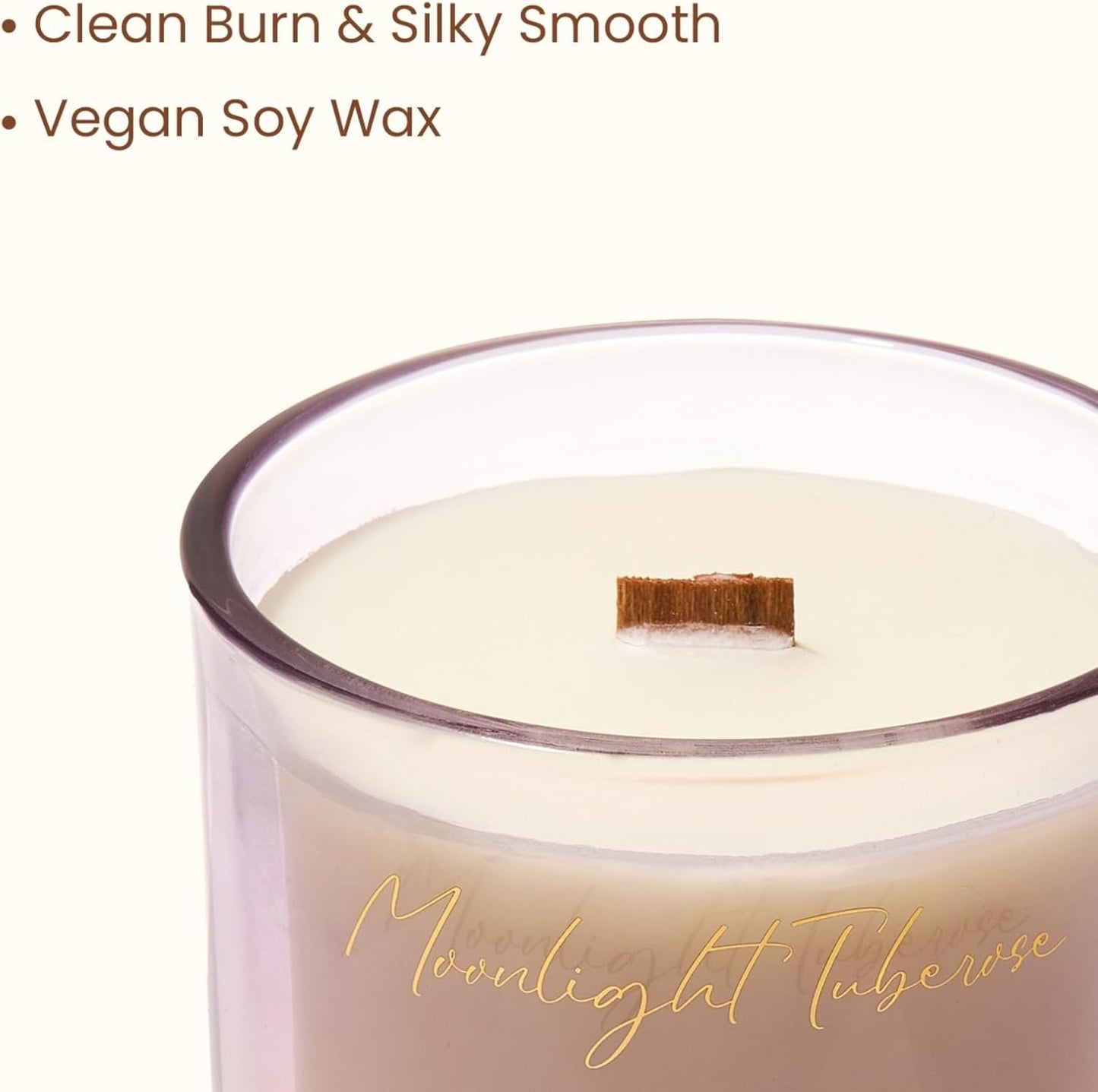 M&SENSE 9.9oz Natural Soy Wax Jar Candle with Wooden Wick | Moonlight Tuberose Scent | 55-Hour Burn & Long-Lasting Burn | Housewarming Gift for Men and Women