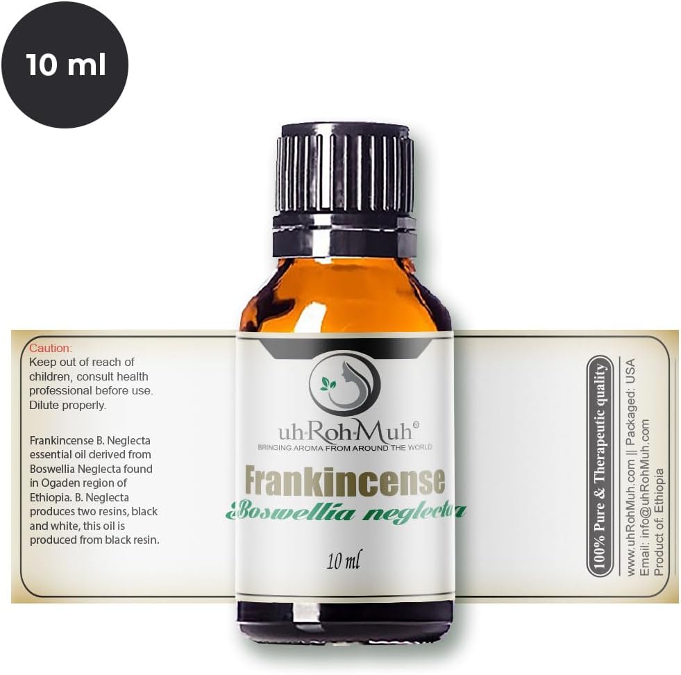 Frankincense Neglecta Essential Oil - Steam Distilled Boswellia Neglecta, Resin Oil, Warm Woody Aroma Base Note for Aromatherapy, Skincare, Massage, and DIY Cosmetic Blends - Ethiopia - 10 ml
