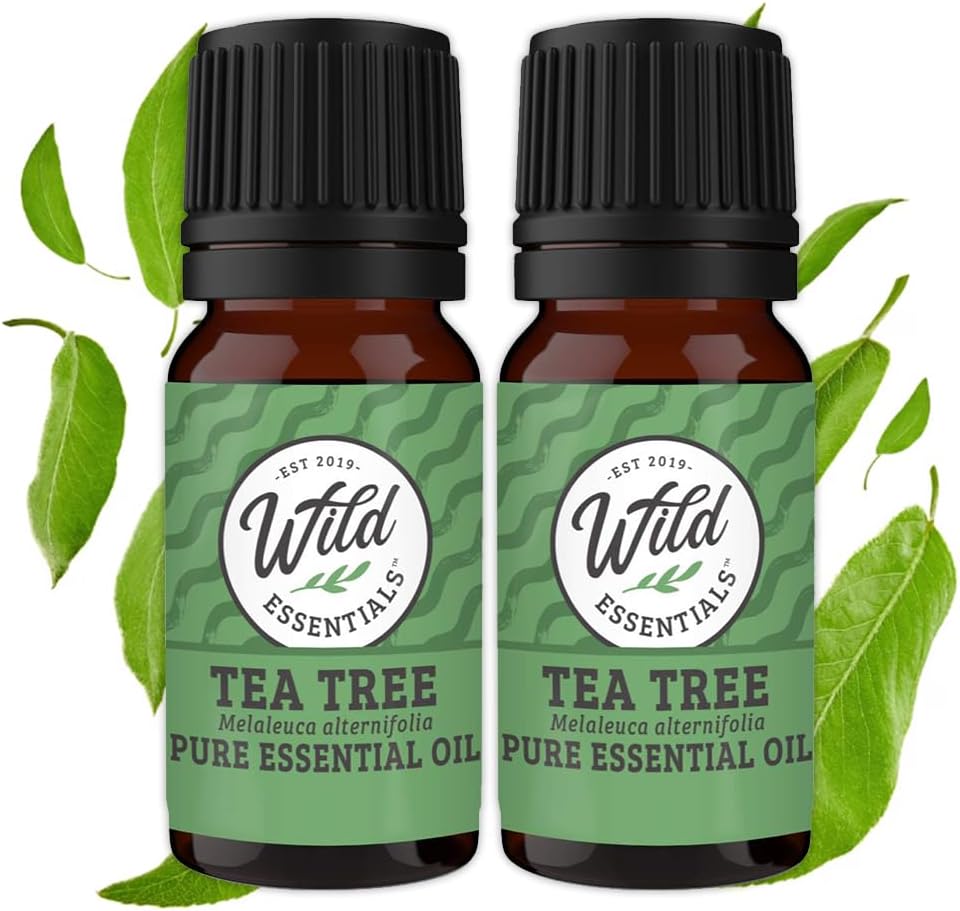 Wild Essentials Tea Tree 100% Pure Essential Oil 2 Pack - 10ml Bottles, undiluted, Therapeutic Grade, Made and Bottled in The USA, Congestion, Health, Astringent