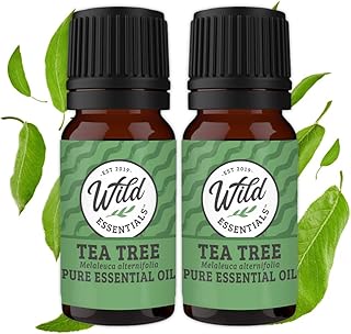 Wild Essentials Tea Tree 100% Pure Essential Oil 2 Pack - 10ml Bottles, undiluted, Therapeutic Grade, Made and Bottled in The USA, Congestion, Health, Astringent