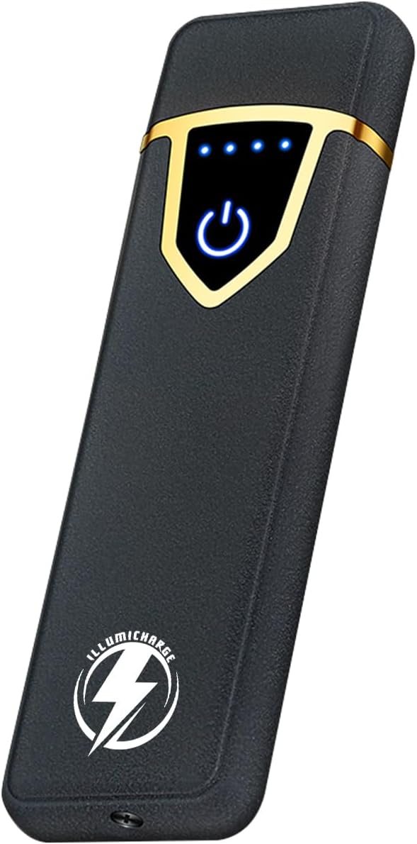 Touch Electric Lighter - USB Rechargeable, Windproof Coil Lighter with Auto Safety Shut-Off, Elegant Compact Design, Ideal for Gifting (Matte Black)