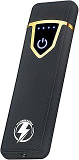 Touch Electric Lighter - USB Rechargeable, Windproof Coil Lighter with Auto Safety Shut-Off, Elegant Compact Design, Ideal for Gifting (Matte Black)