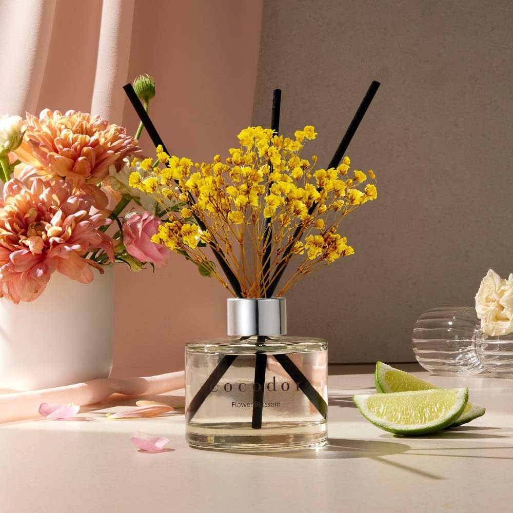 COCODOR Flower Reed Diffuser Set / 6.7oz / Garden Lavender/Scent Diffuser with Sticks Home Fragrance Oil Reed Diffuser for