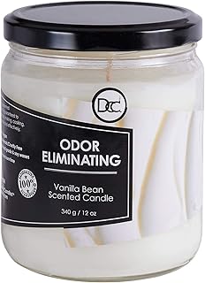 Vanilla Bean Odor Eliminating Highly Fragranced Candle - Eliminates 95% of Pet, Smoke, Food, and Other Smells Quickly - Up to 80 Hour Burn time - 12 Ounce Premium Soy Blend