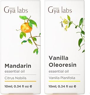 Mandarin Essential Oil for Skin & Vanilla Essential Oil for Skin Set - Aromatherapy Grade Essential Oils Set - 2x0.34 fl oz - Gya Labs