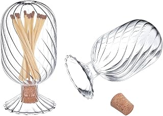 UNICRAFTALE Decorative Glass Matches Cloche Glass Match Holder Clear Match Cloche Jar Fancy Bathroom Cloches Bottle Home Decor Gifts for Candles Fireplace 2.28 x 4.3 inches