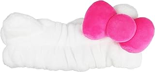 The Crème Shop x Hello Kitty Plush Spa Headband for Makeup, Washing Face, and Skincare, Soft Headband for Women and Girls (Hello Kitty and Friends Hot Pink Bow)