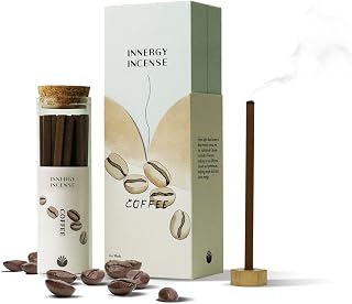 Innergy Coffee Square Incense Sticks, No Bamboo Core, Gift Set | 100% natural, no synthetic fragrance or dyes, roasted coffee with sandalwood, focus, work from home, 20 count