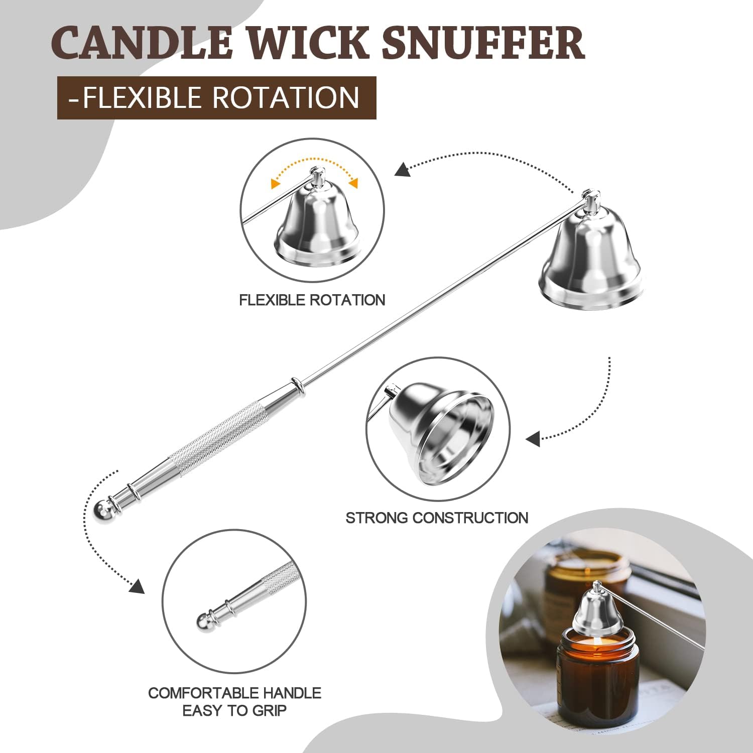 6 in 1 Candle Accessory Set,Candle Wick Trimmer Cutter,Candle Wick Dipper,Candle Wick Snuffer, Rechargeable Candle Lighter,Storage Tray Plate,Tweezers,Stainless Steel Candle Care Kit Home Gift