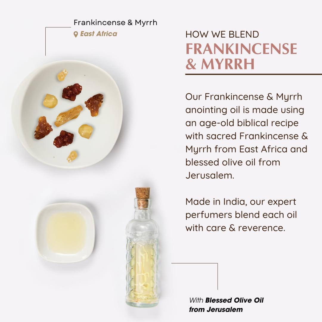 Frankincense & Myrrh Anointing Oil 9ml (0.3 fl oz.) | Blessings from The Holy Lands | Blessed from Jerusalem with Biblical Spices | Christian Gifts | Holy Oil for Prayer and Protection