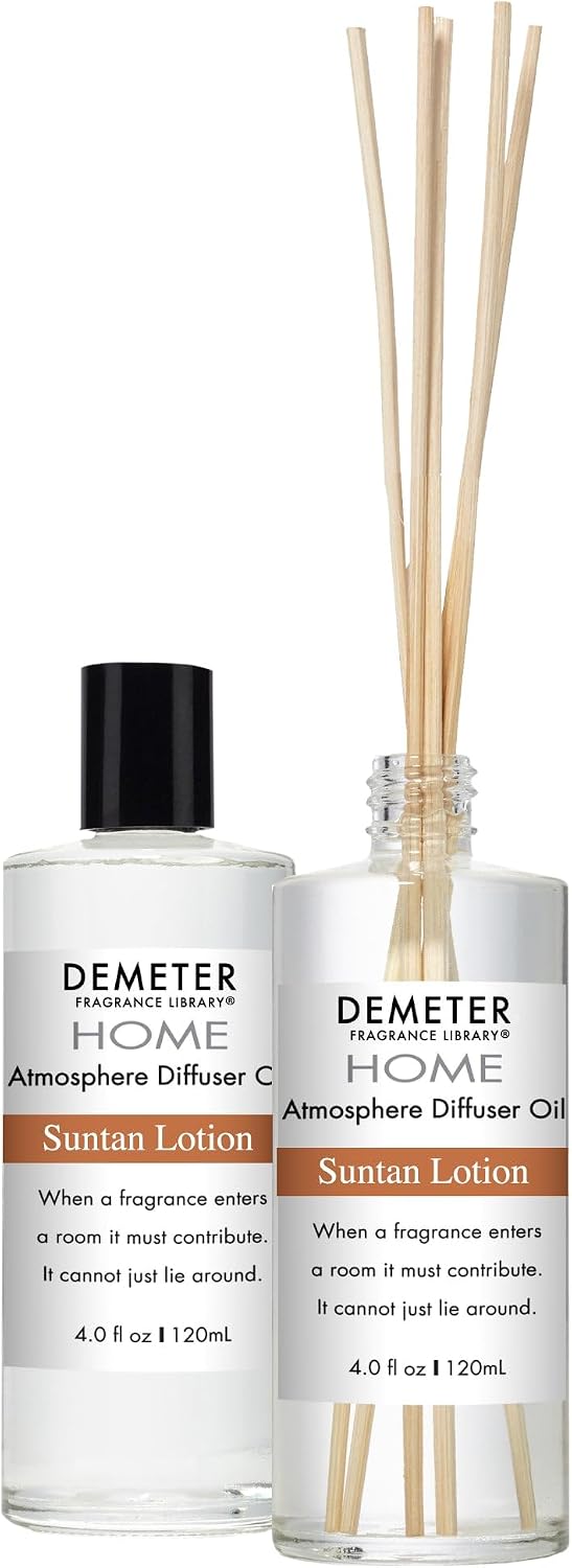 Demeter Suntan Lotion Diffuser Oil, Reeds Included, Reed Diffuser Oil Refill, 4 Oz