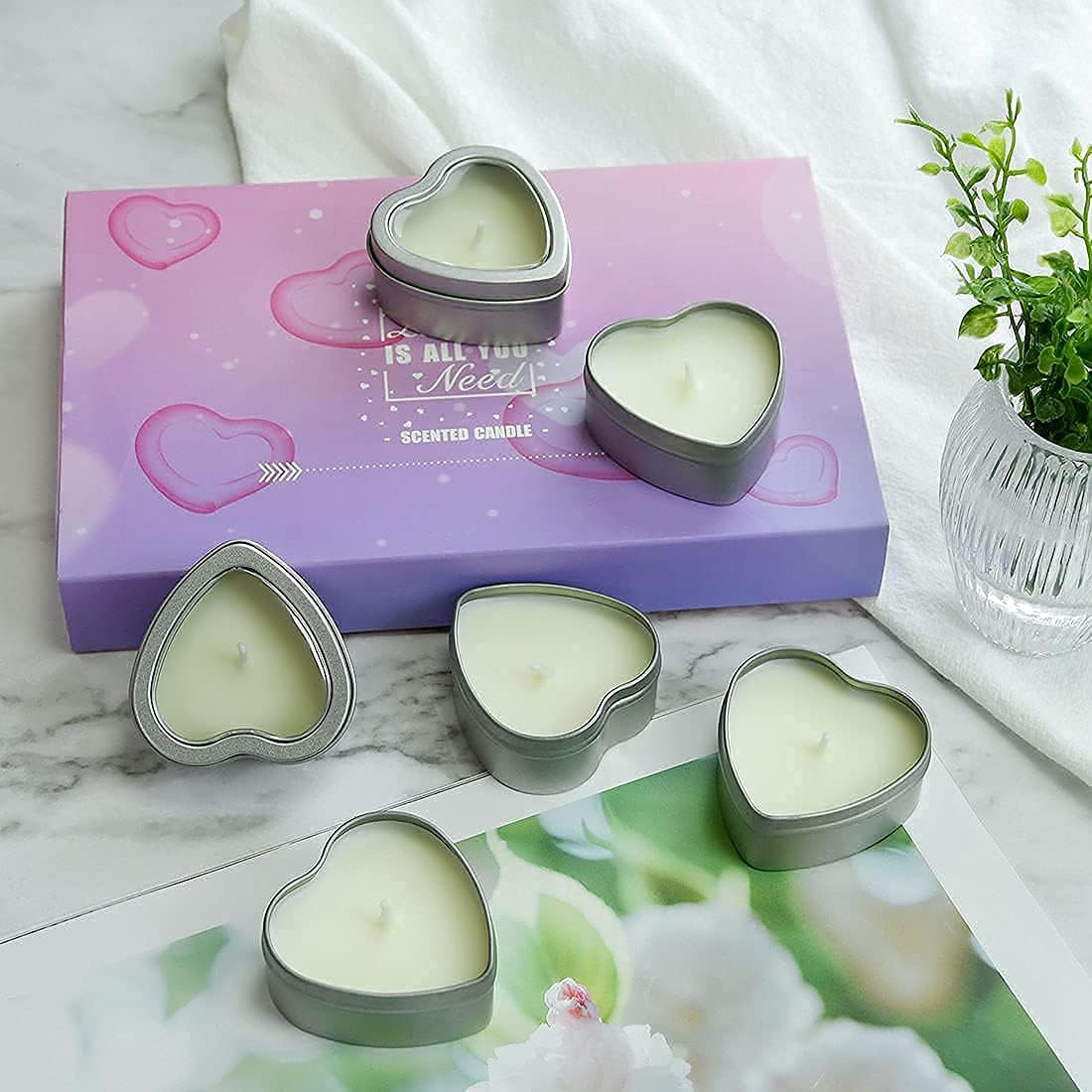 DEYBBY Jasmine Scented Soywax Tealight Candles 6 Pack