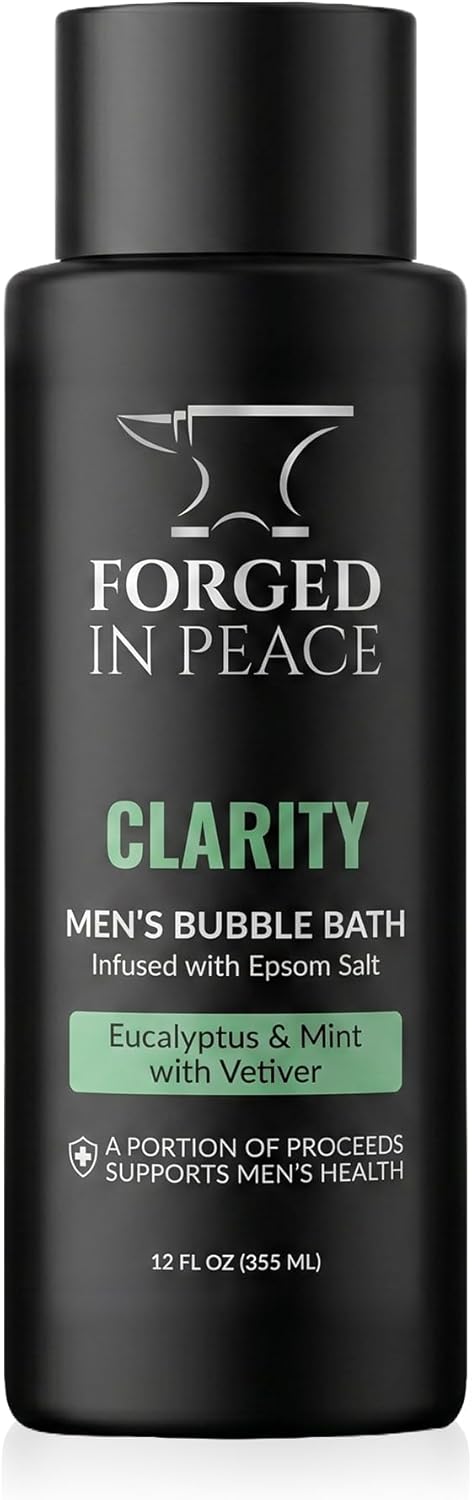 Men’s Bubble Bath with Epsom Salt & Aloe - Eucalyptus, Mint & Vetiver | Muscle Recovery, Skin Care, Stress Relief | 12 Fl Oz | Supports Men's Health