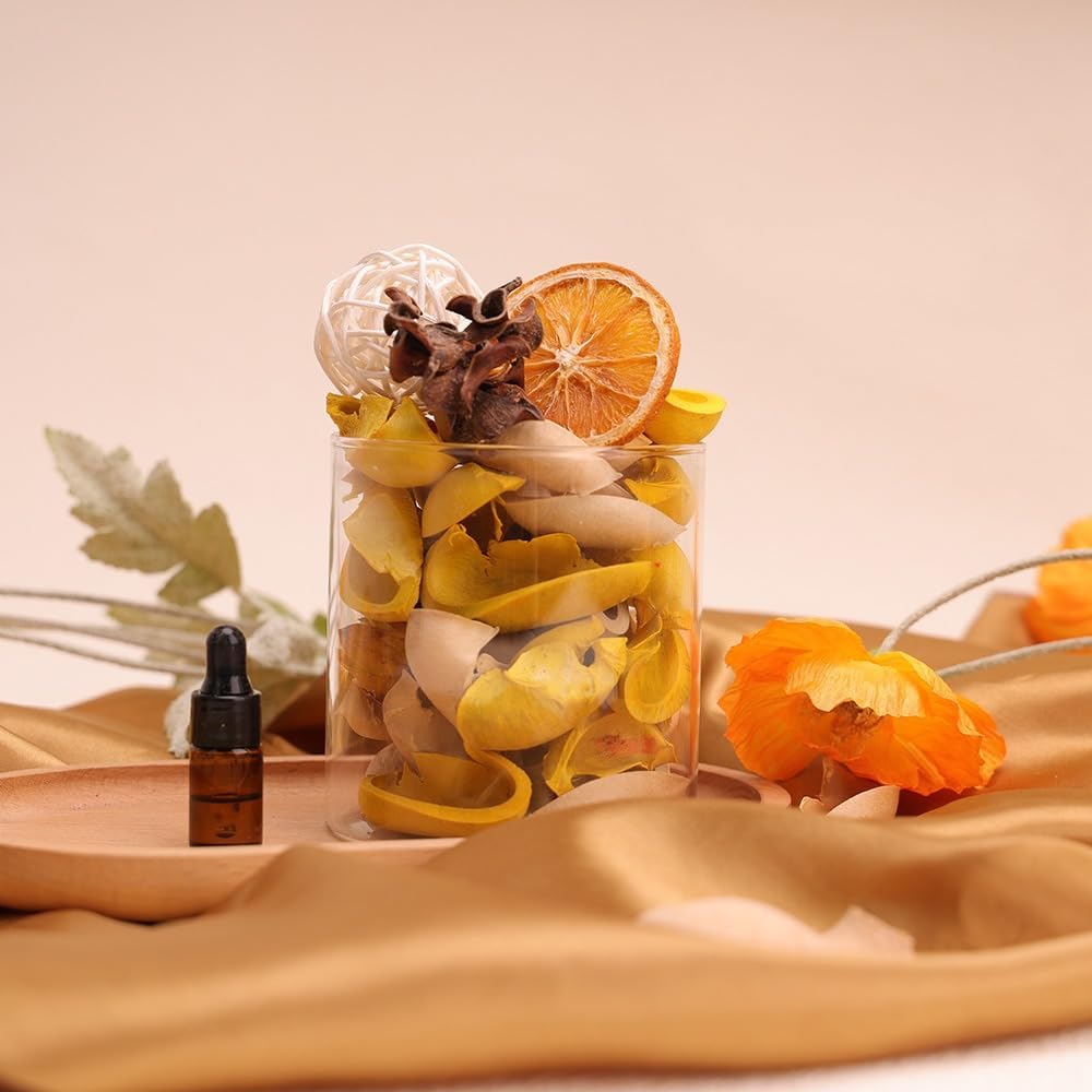 KAV Potpourri Bowl Filler, Spring Pot pourri Dried Flower Vase Fill Mix, Home Decor Scented Dry Petal Puporri, Cinnamon and Citrus, Natural Flower Home Fragrance 14 oz (Yelling Yellow)