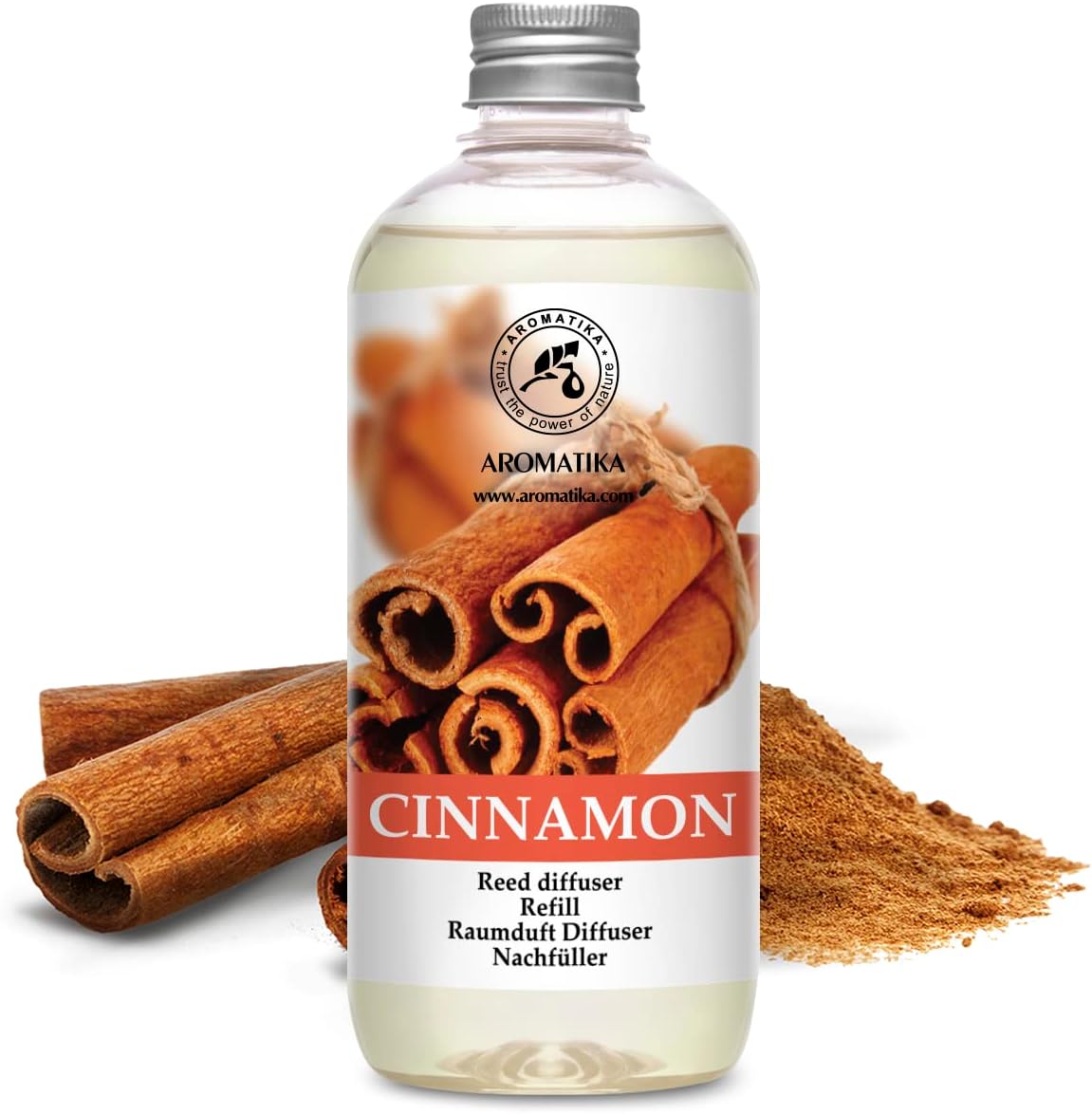 Cinnamon Reed Diffuser Refill with Natural Essential Cinnamon Oil - 2 x 17oz - Fresh & Long Lasting Fragrance - Best for Aromatherapy - Home - Office - Fitness Club - Restaurant - Boutique