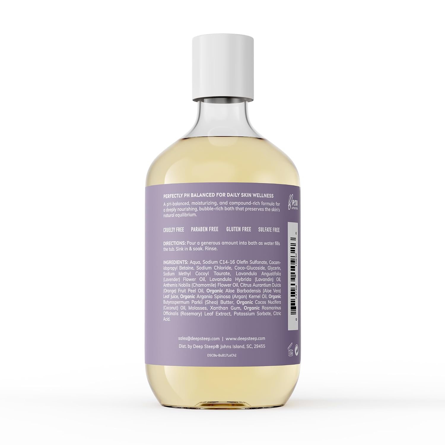 Deep Steep Bubble Bath, Lavender Chamomile 17 oz (Pack of 2) – Hypoallergenic, Clinically Tested Soothing Soak with Shea Butter & Argan Oil – Sulfate-Free