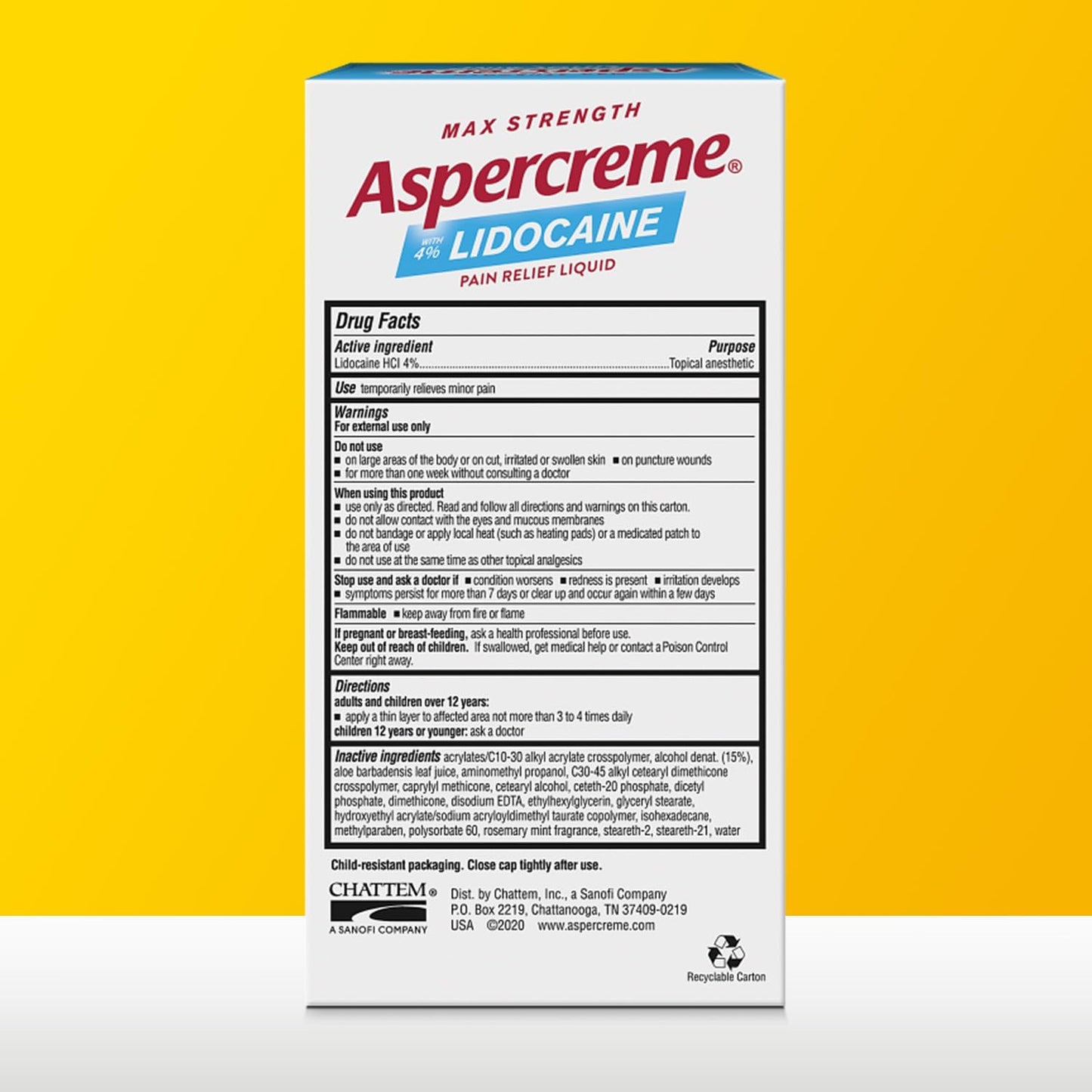 Aspercreme Essential Oils Lidocaine Pain Relief with No-Mess Roll-On Applicator, Max-Strength Lidocaine Numbs Away Nerve Pain, Moisturizing Aloe Hydrates Skin, Rosemary & Mint, 2.5 Oz.