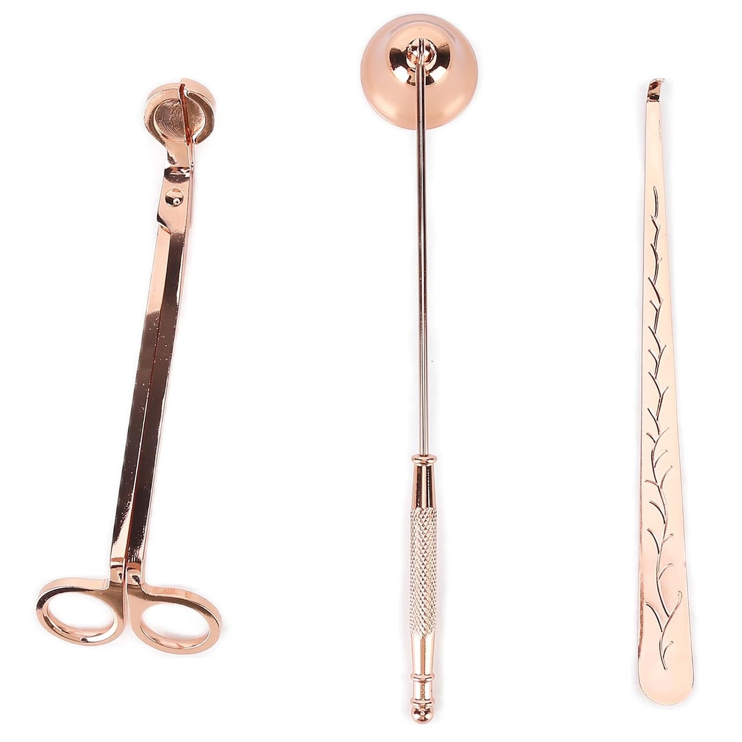 Akozon 3PCS Candle Accessory Set Candle Wick Trimmer Cutter Snuffer Extinguisher Wick Dipper, Multifunctional Accessory for Home Use (Rose Gold)