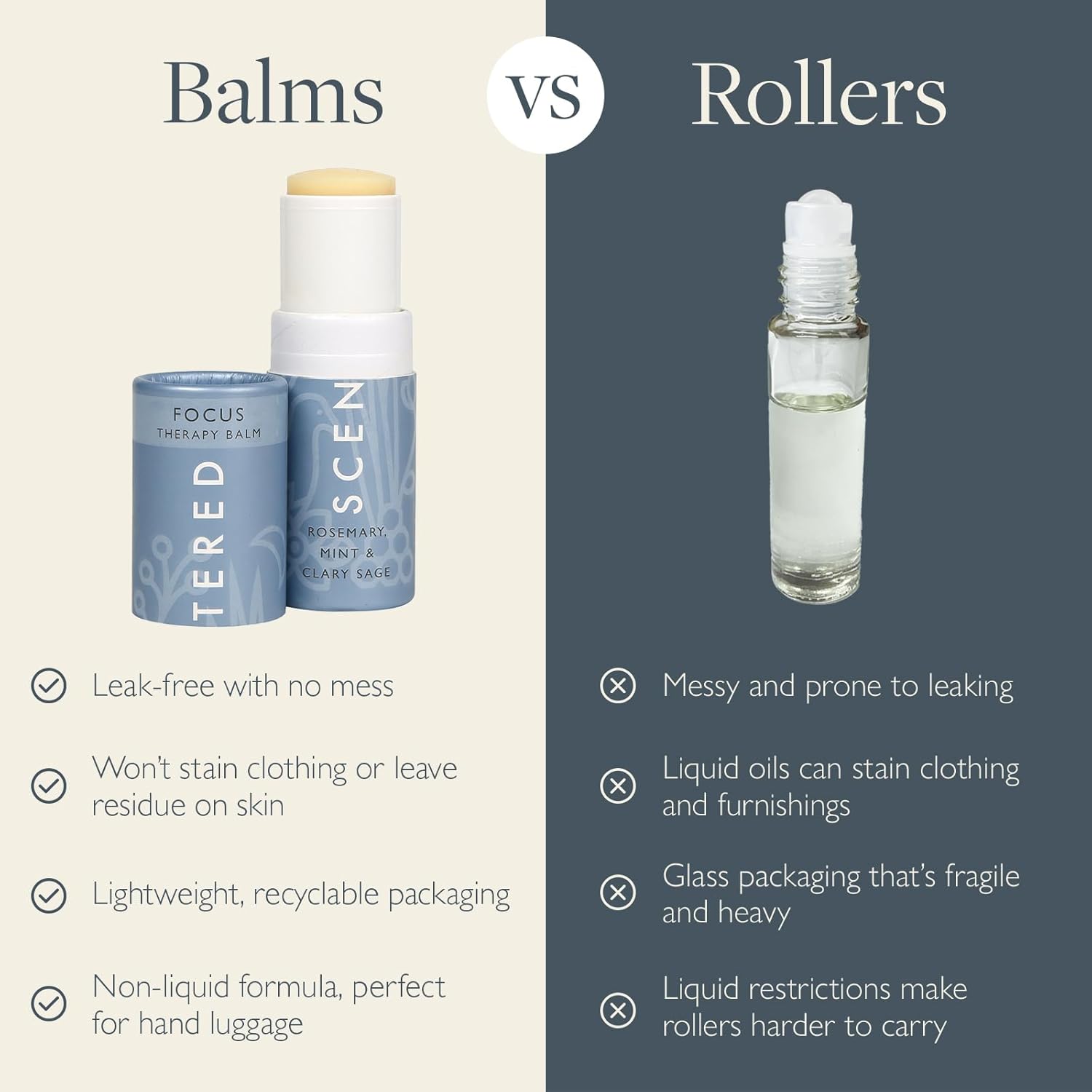 Scentered Aromatherapy Balm Stick for Focus & Concentration - Roll On Essential Oils Blend with Rosemary, Mint, Clary Sage in Shea Butter - Aromatherapy Gifts for Women