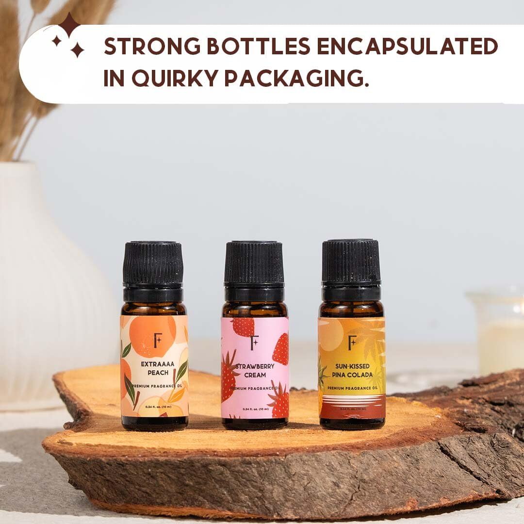 Folkulture Fruity Essential Oils Set for Diffuser | Pack of 3 Fruity Aromatherapy Oils – Peach, Strawberry | Refreshing Home Fragrance for Relaxation & Every Day Gifts Set