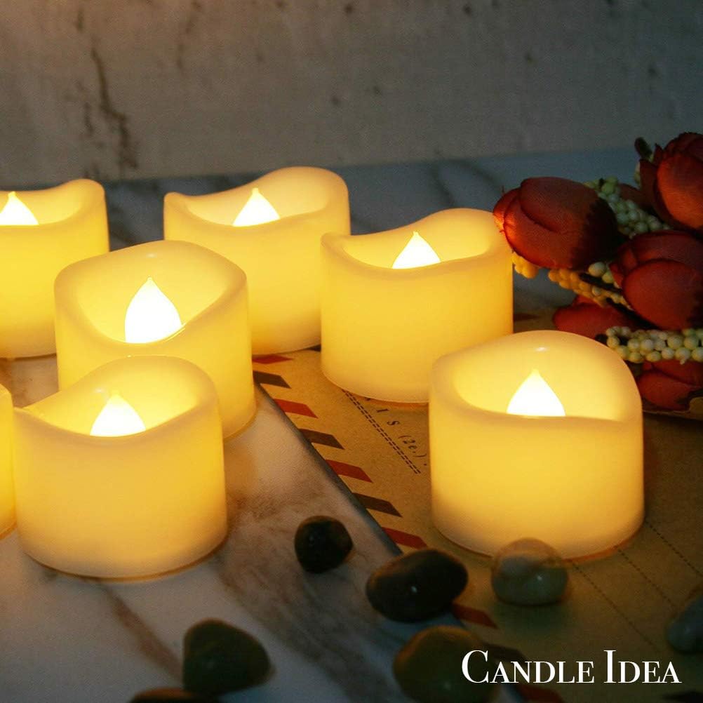 24 PCS LED Flameless Flickering Tea Lights Votive Candle Battery Operated/Electric Flicker LED Tealight Bulk Fake Candles for Halloween Christmas Wedding Party Decorations (Warm White)