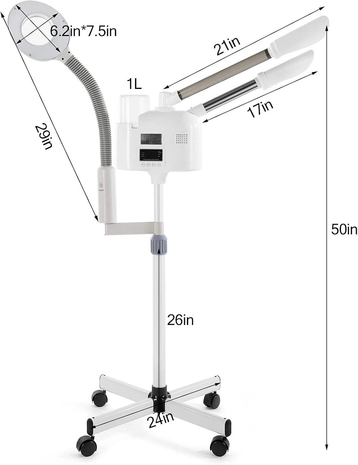 Artist hand Facial Steamer Professional 3 in 1 Hot and Cold Facial Steamer with 5X LED Magnifying Lamp, Esthetician Face Steamer Fast Heating for Beauty Salon Spa Home Use