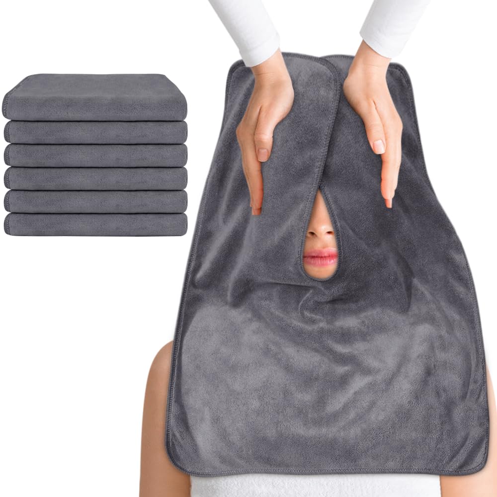 SINLAND Microfiber Esthetician Towels for Facials Mask Removing Face Wrap Soft Facial Cloth with Split Design Spa Towels for Facial Steam Massage and Cleansing 20x15.7inch