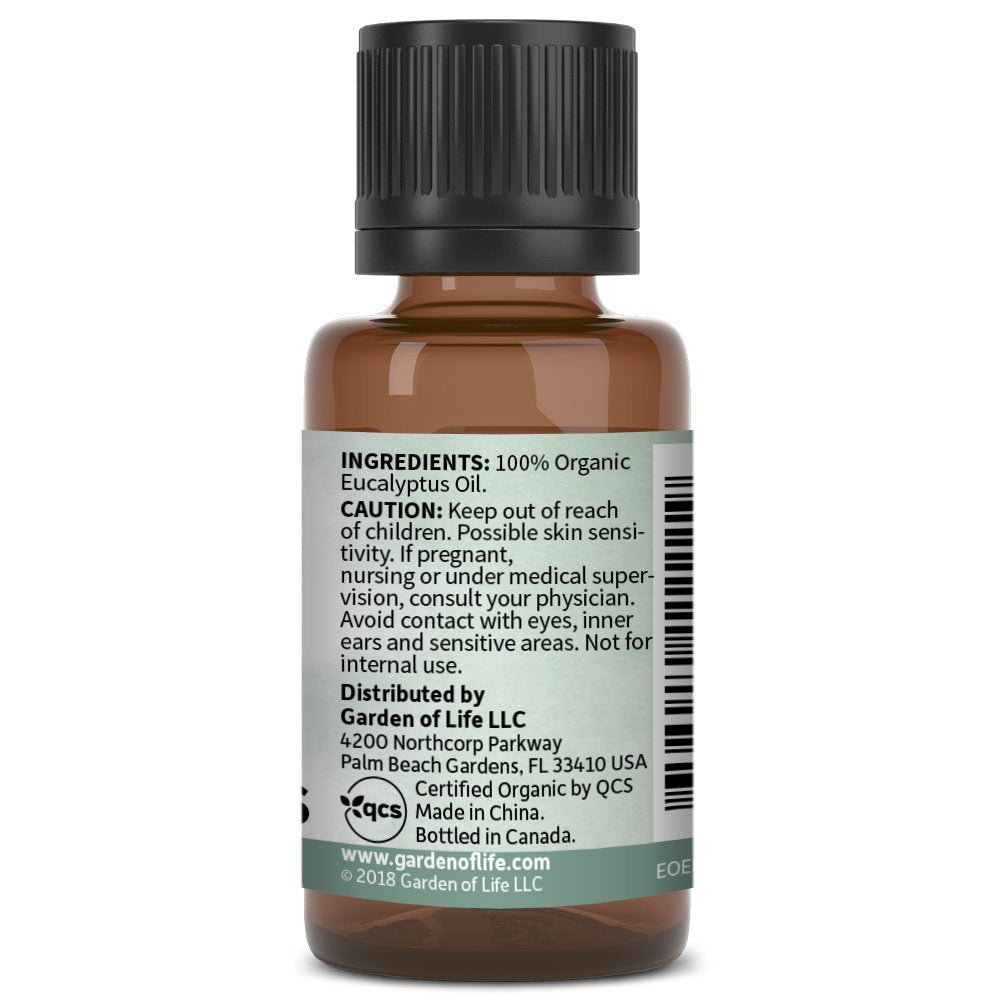Garden of Life Essential Oils - 100% Organic & Pure Eucalyptus Essential Oil for Diffuser, Aromatherapy, Meditation - Clarity & Focus, Stimulate, Invigorate, Refresh, 0.5 fl oz