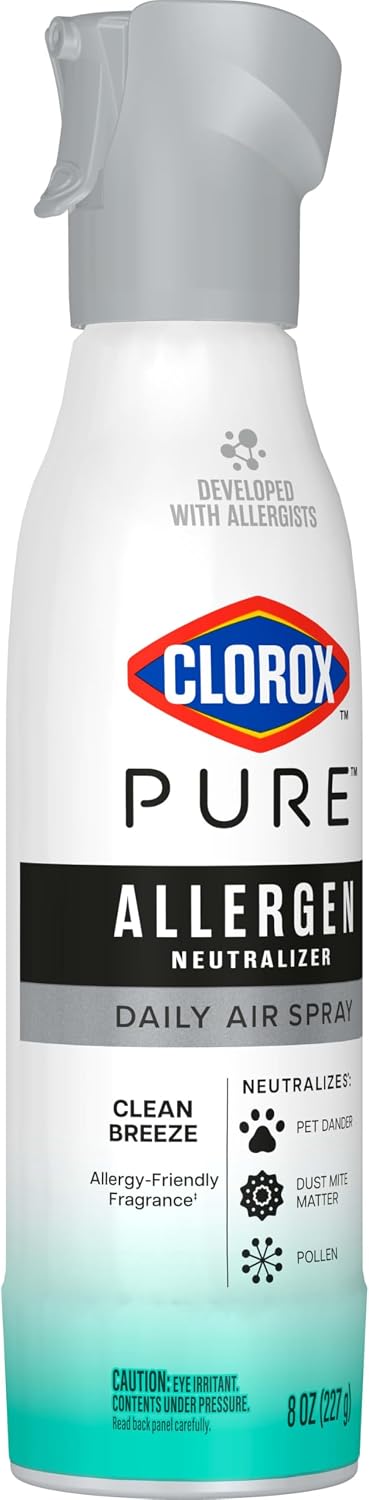Clorox PURE Allergen Neutralizer Daily Air Spray, Clean Breeze, 8 Ounces