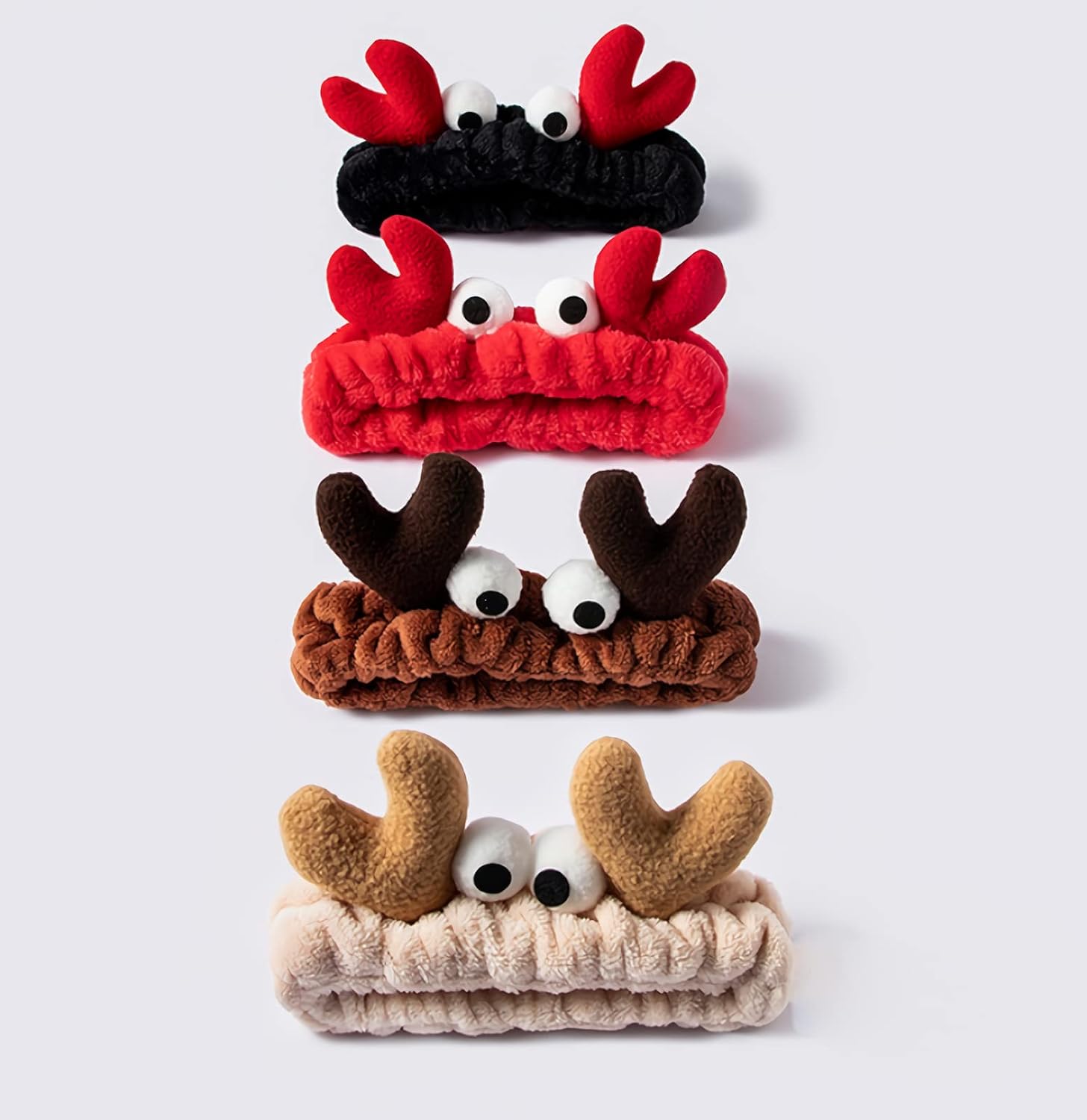 GK-O Creative Face Wash Hair Band Cartoon Crab Headband Womens (Red) | Cute cartoon crab shaped plush face wash hair band with funny eyes soft elastic head band spa makeup wrap for women