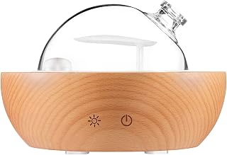Glass Essential Oil Diffuser,Real Wood Base,The 2025 Upgrade Aromatherapy Diffuser,Aroma Diffuse Humidifier,LED Light in 7 Colors，Suitable for Home Office Bedroom（Non-Glass Reservoir）