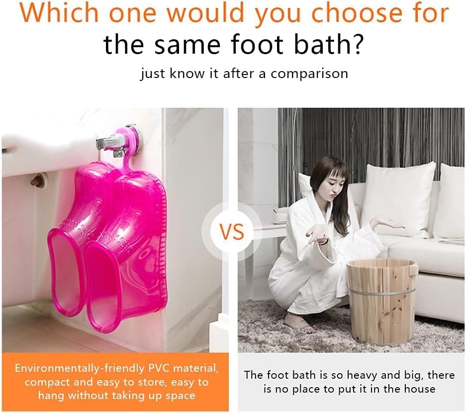 Massage Foot Bath Shoes Portable Feet Soaking Tub Feet Spa Shoes Pedicure PVC Pink Tall Foot Soaker for Foot Massage Releax Yourself As A Gift for Your Family Friends
