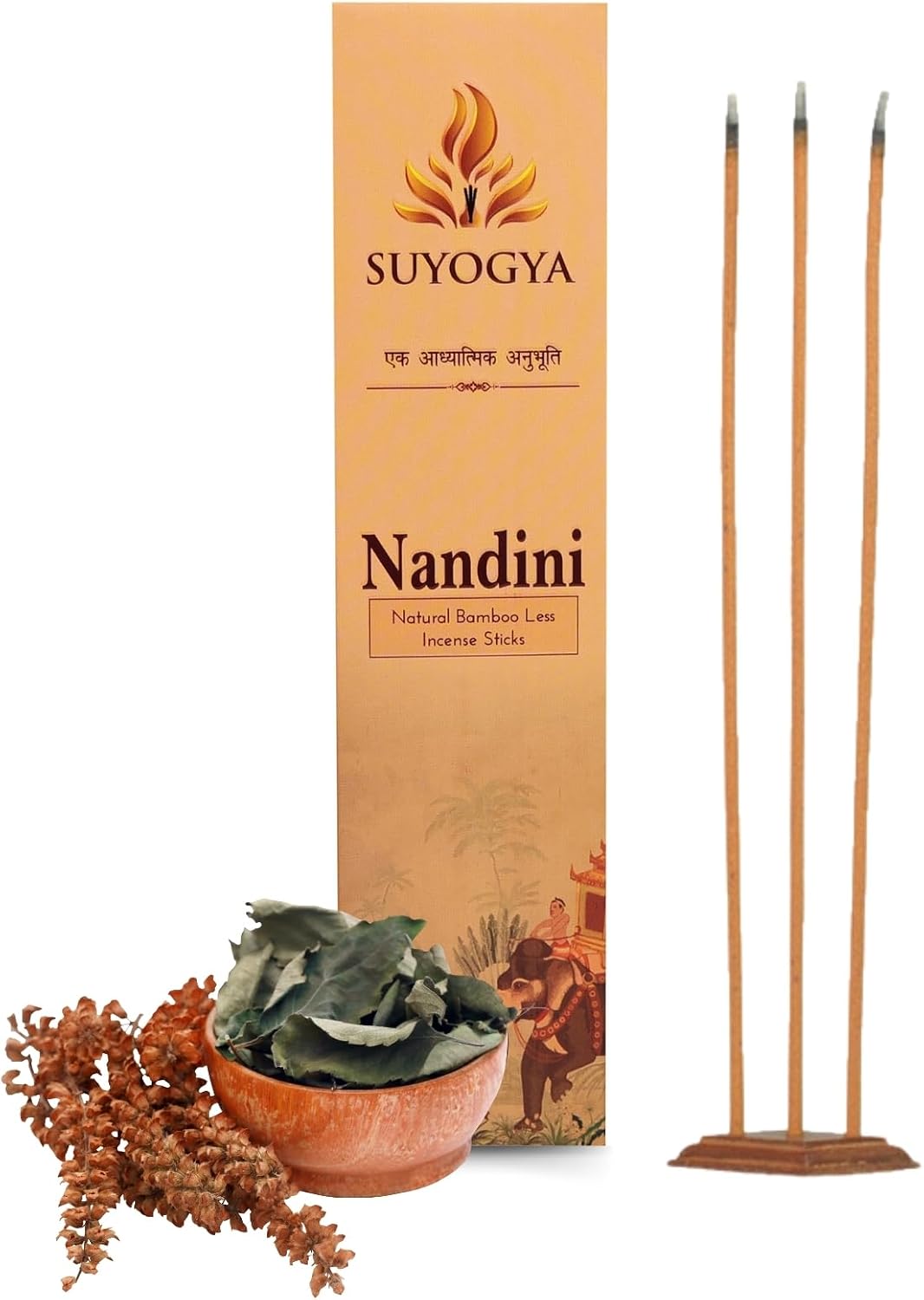 Nandini Premium 9-Inch Bambooless Incense Sticks - Hawan Samagri, 60 Minutes Long-Lasting Fragrance for Pooja, Meditation, Festivals & Relaxation - Pack of 1