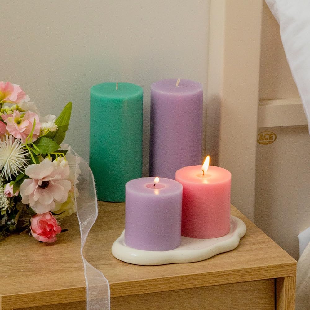 COCODOR Scented Pillar Candles, 3x6 Inch, Rose Perfume, Candle Set of 3, Long Buring 85 Hours, Candles for Weddings, Party, Dinner, Home Decor.