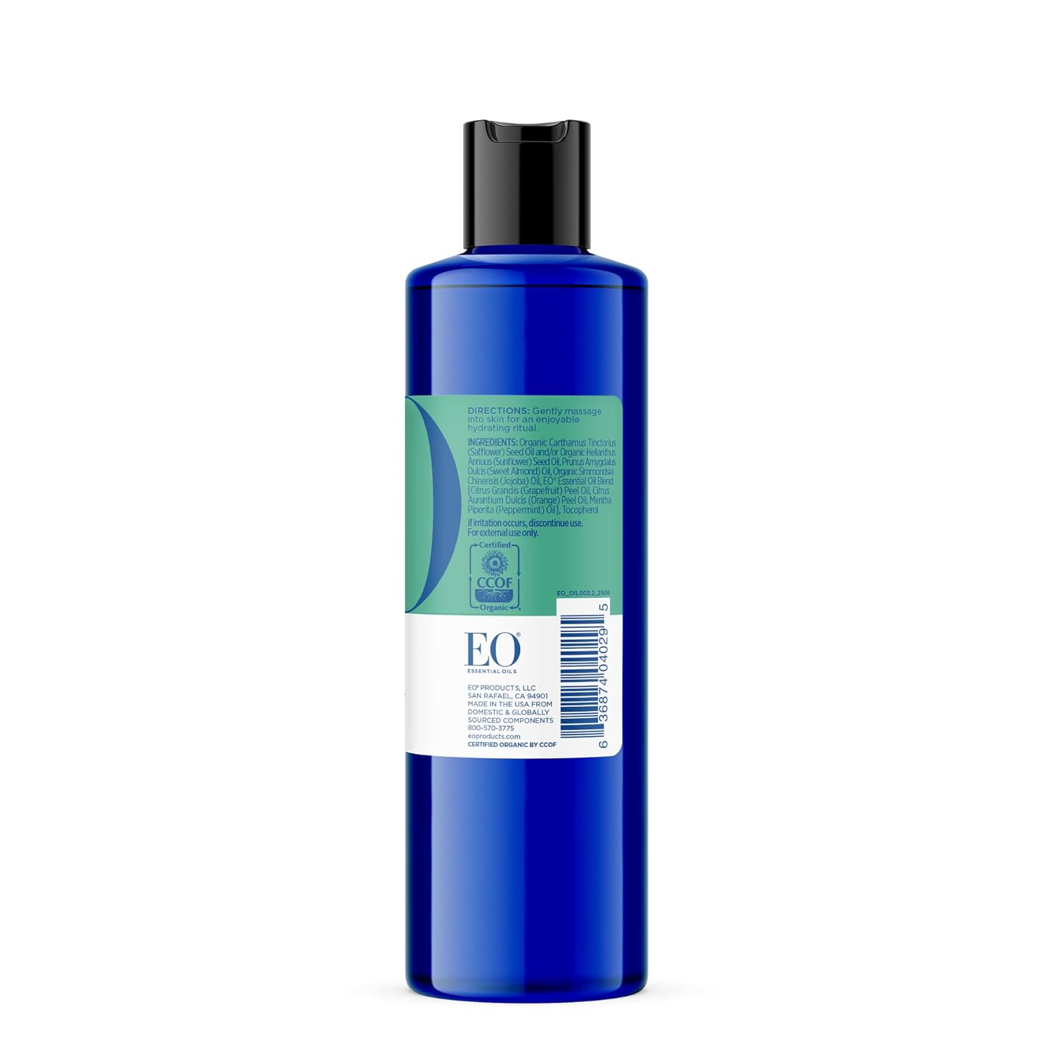 EO Body Oil, 8 Ounce (Pack of 2), Grapfruit Mint, Certified CCOF and made with Essential Oils for Men and Women for Massage and Moisture