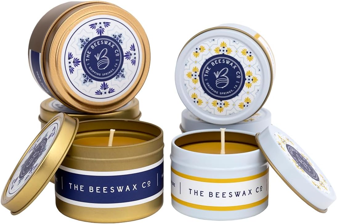 The Beeswax Co Southwest Travel Candle Tin - Natural Honey Scented - Long-Lasting & Eco-Friendly - Cotton Wick - Slow Burning - Hand Poured Pure Organic Bees Wax - 4oz Candles - 2.5 x 1.5
