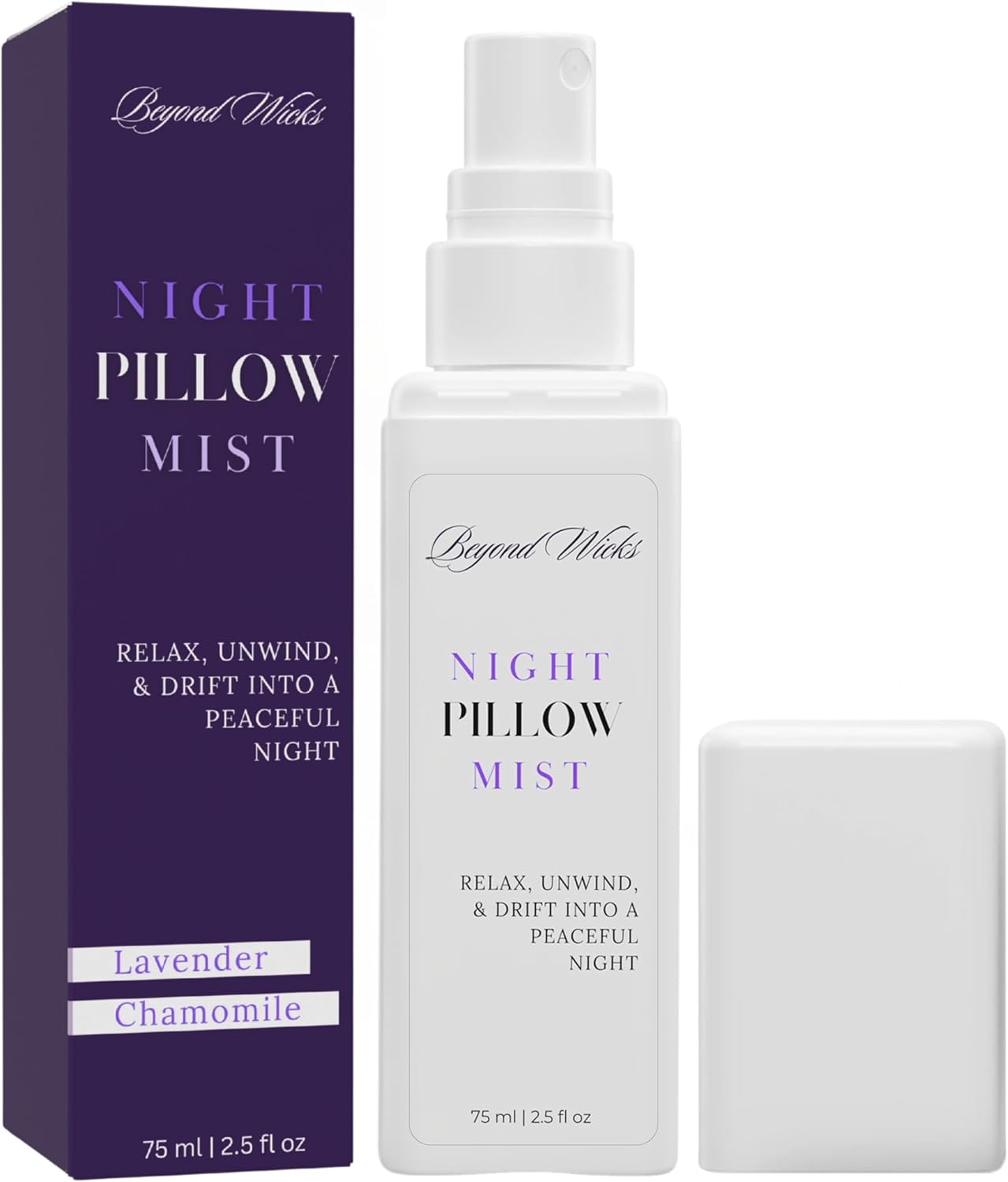 Pillow Spray – Lavender Chamomile Sleep Spray with Essential Oils – Relaxing Aromatherapy Mist for Pillows, Bedding, and Linens – Nighttime Pillow Mist – 75ml (2.5 fl oz) by Beyond Wicks
