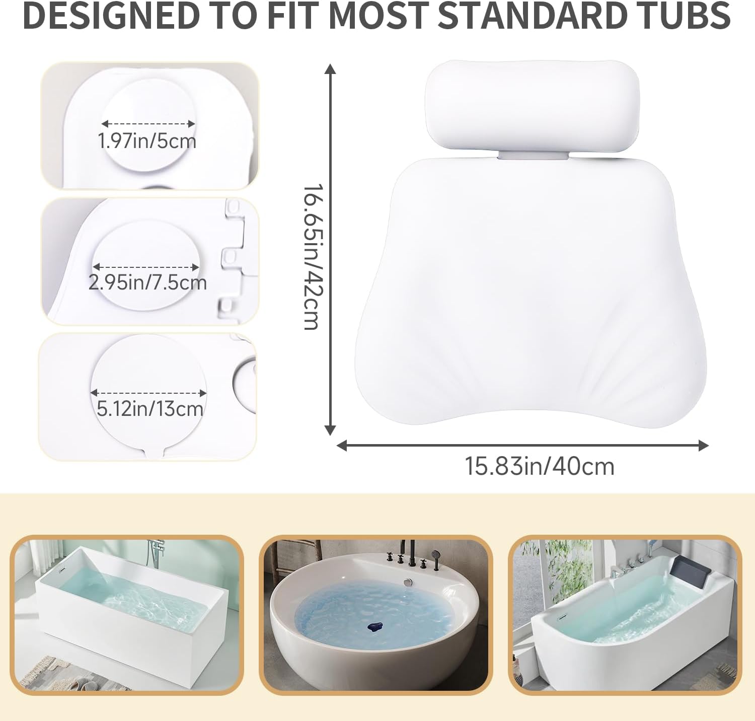 4D Silicone Bath Pillow for Tub, Upgraded Adjustable Bathtub Pillow Head Neck Back Support with Suction Cups, Quick-Dry and Non-Slip Bath Pillow Luxury Bathtub Pillow, Spa Gifts for Women, Mom (White)
