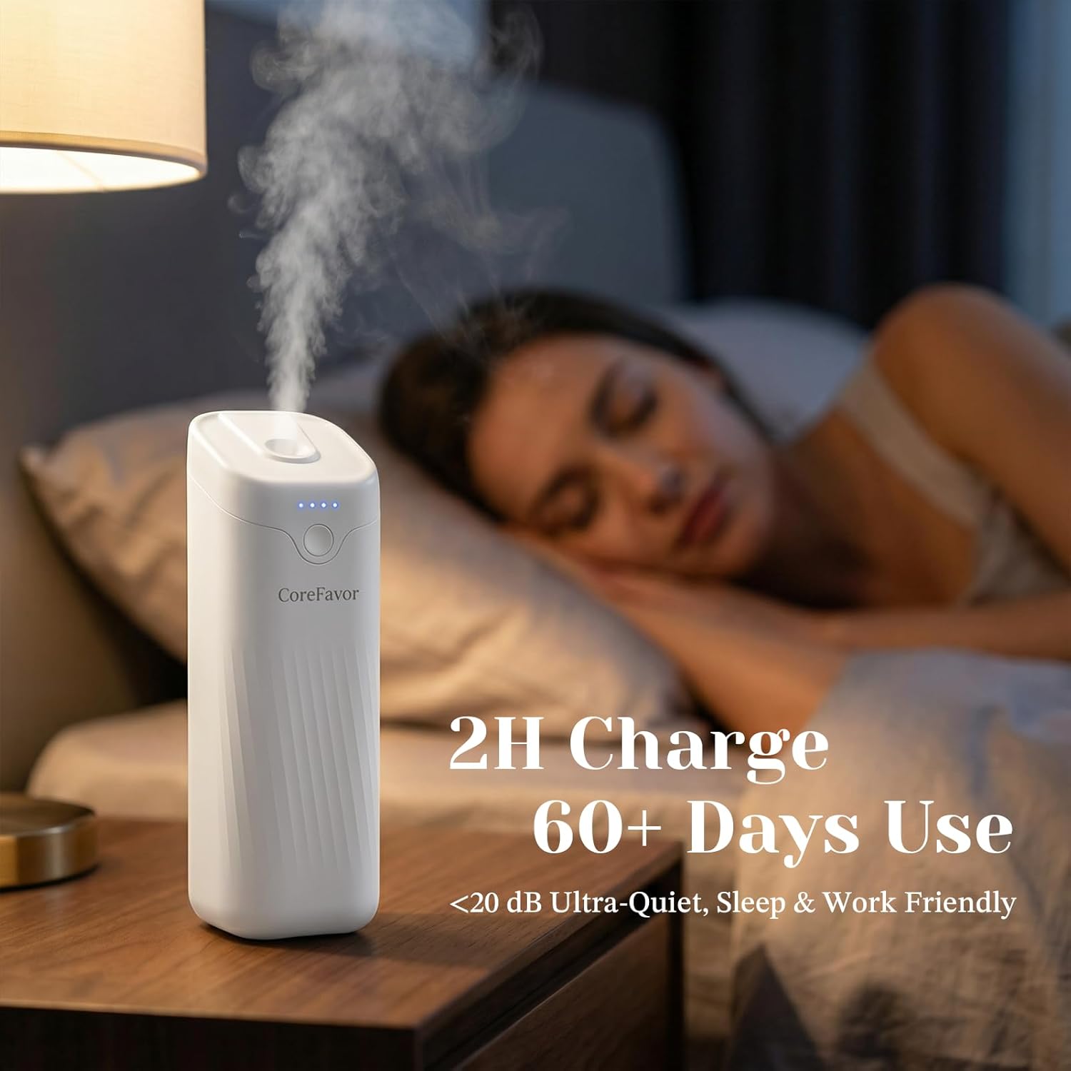 Waterless Essential Oil Diffuser, 4.06fl oz(120ml) Portable Battery Operated Cold Air Aroma Scent Machine, 4 Intensity Levels, Quiet Diffuser for Bedroom Office Bath Car (White-Luxury1)