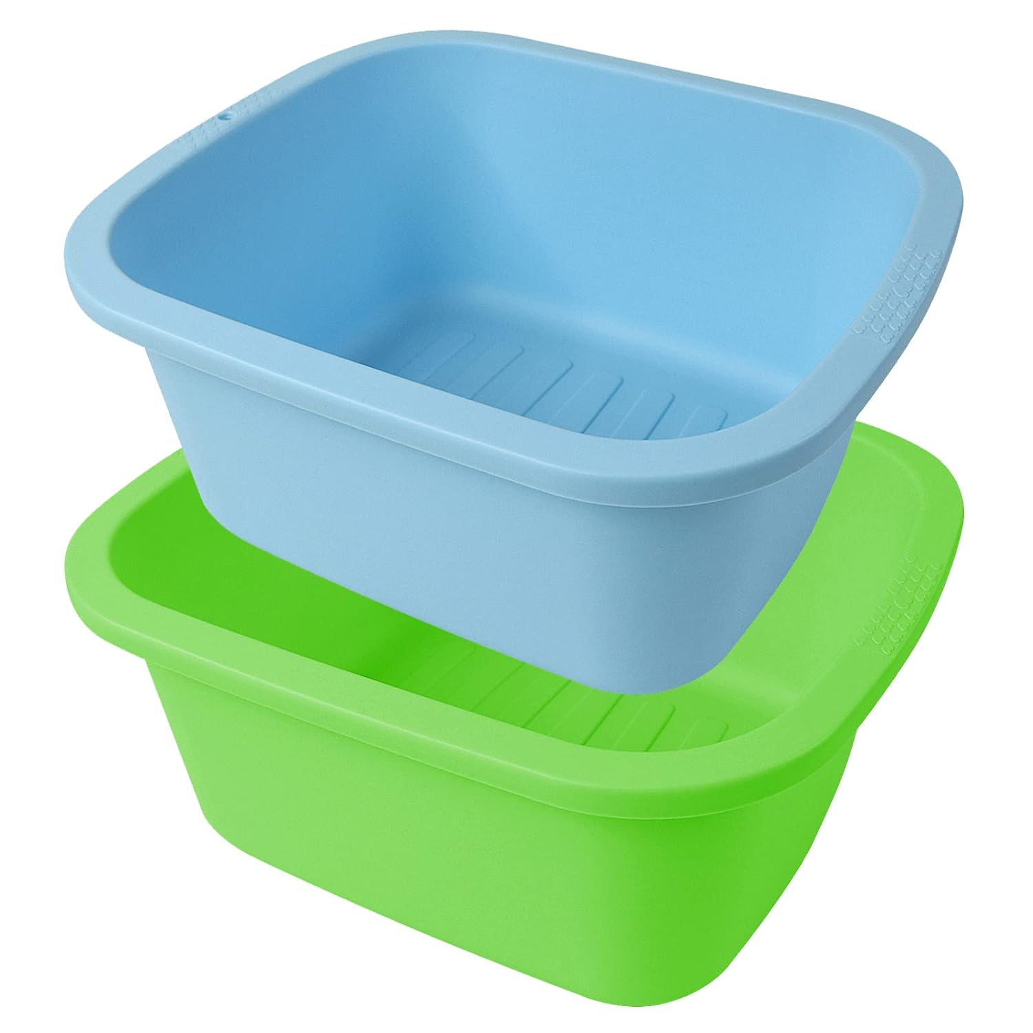 Foot Soaking Bath Basin, Large Size Feet Massager Tub, At Home Spa Pedicure Treatment, 2 Pack Green&Blue