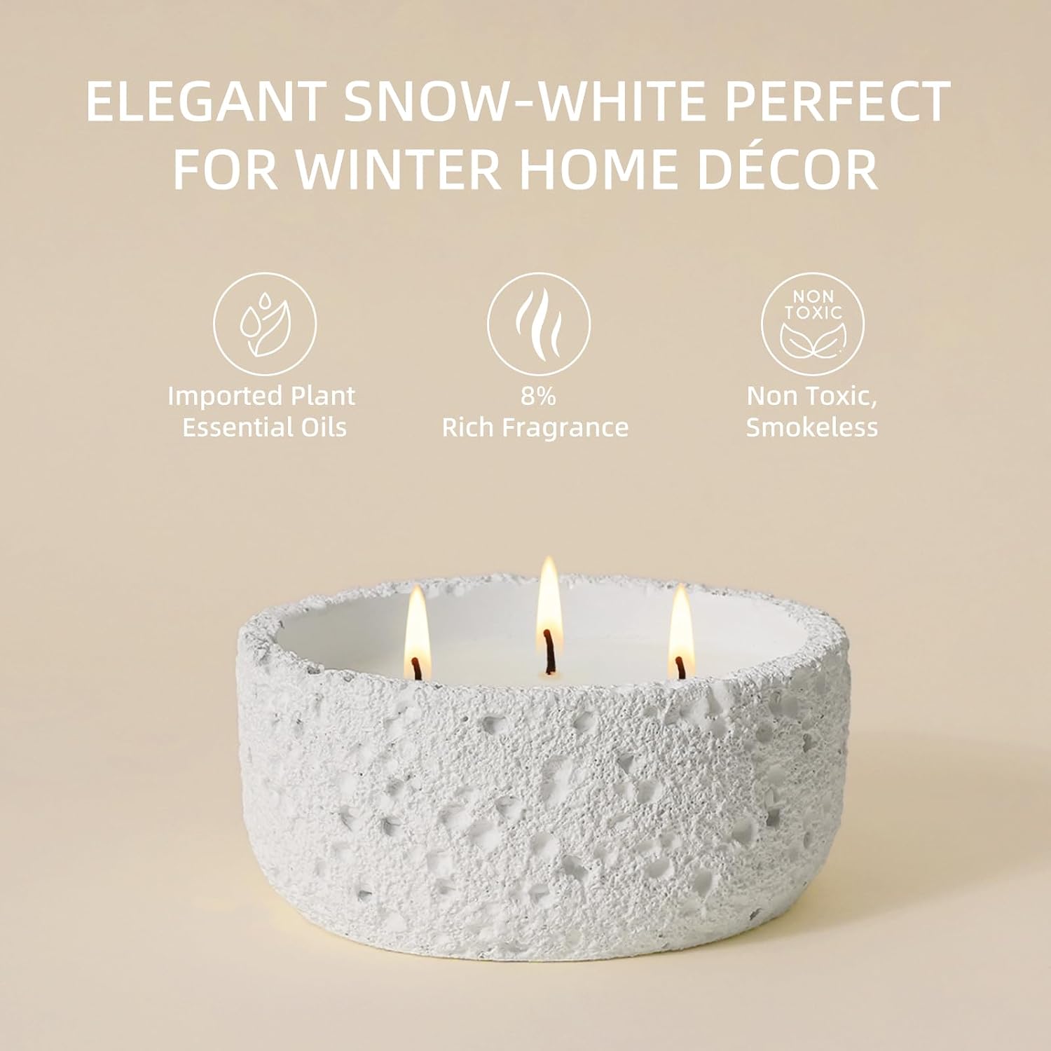 Viyffo 20oz Large White Scented Candle – Vanilla Dreamscape, 3 Wick Non Toxic Soy Candles in Matte Ceramic Jar, Perfect for Luxury Home Fragrance, Elegant Room Décor & Premium Gift for Women