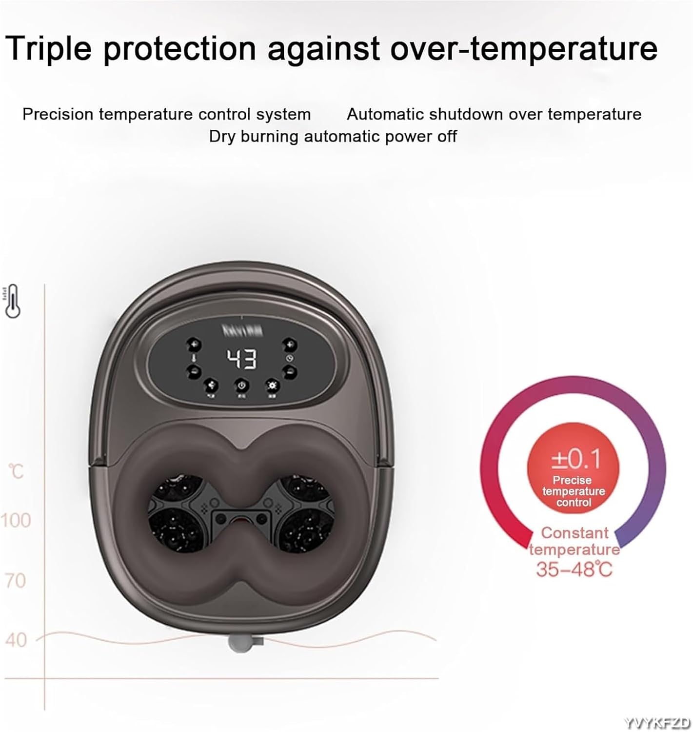 Foot Spa Bath Massager with Heat， Foot Soak Tub with Heat Red Light Temperature Control Bubbles