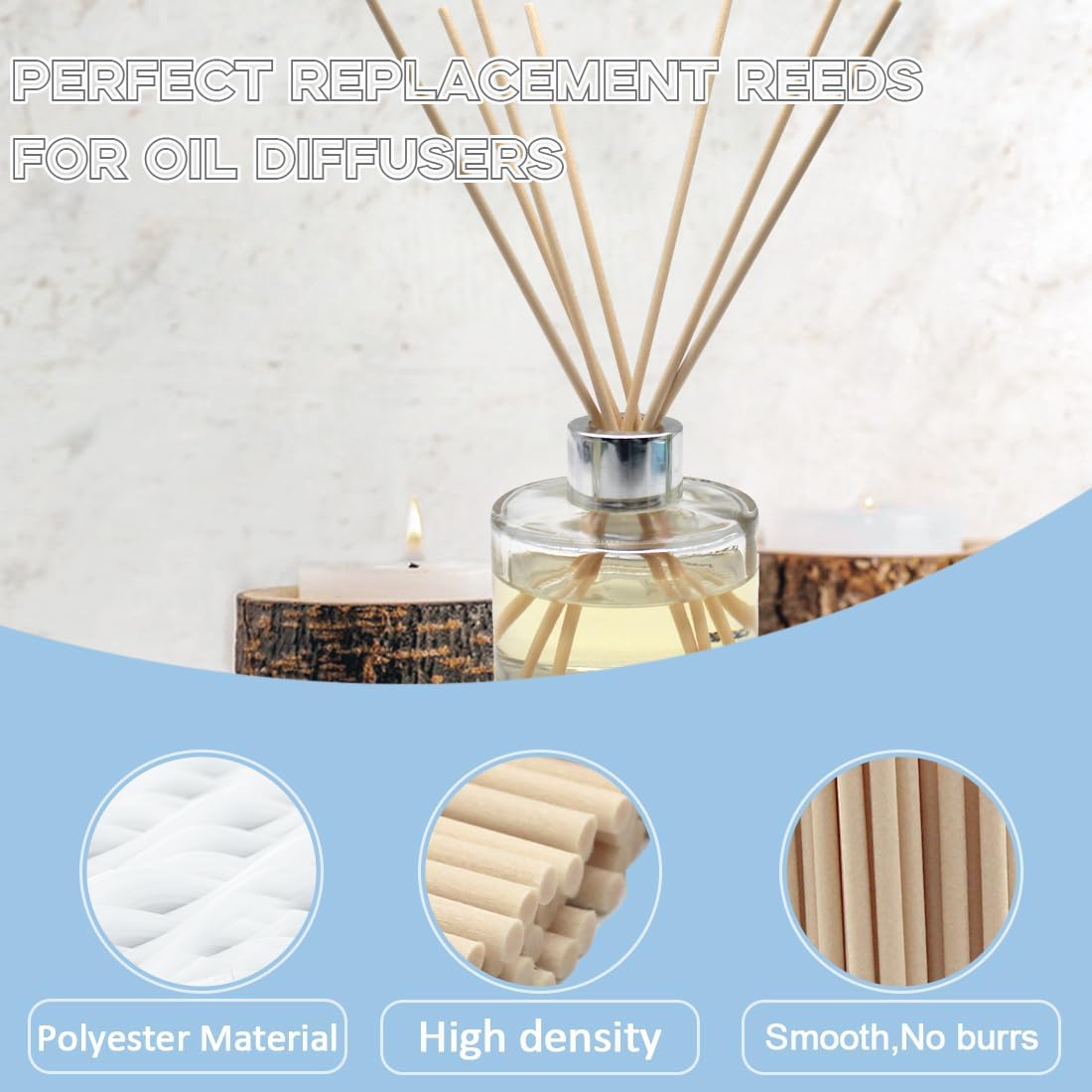 Reed Diffuser Sticks - 3mm Rattan Fiber Sticks for Essential Oil Aroma Diffuser, Long-Lasting Aroma Diffuser Replacement Sticks (100 Count) (White, 10" x3mm)