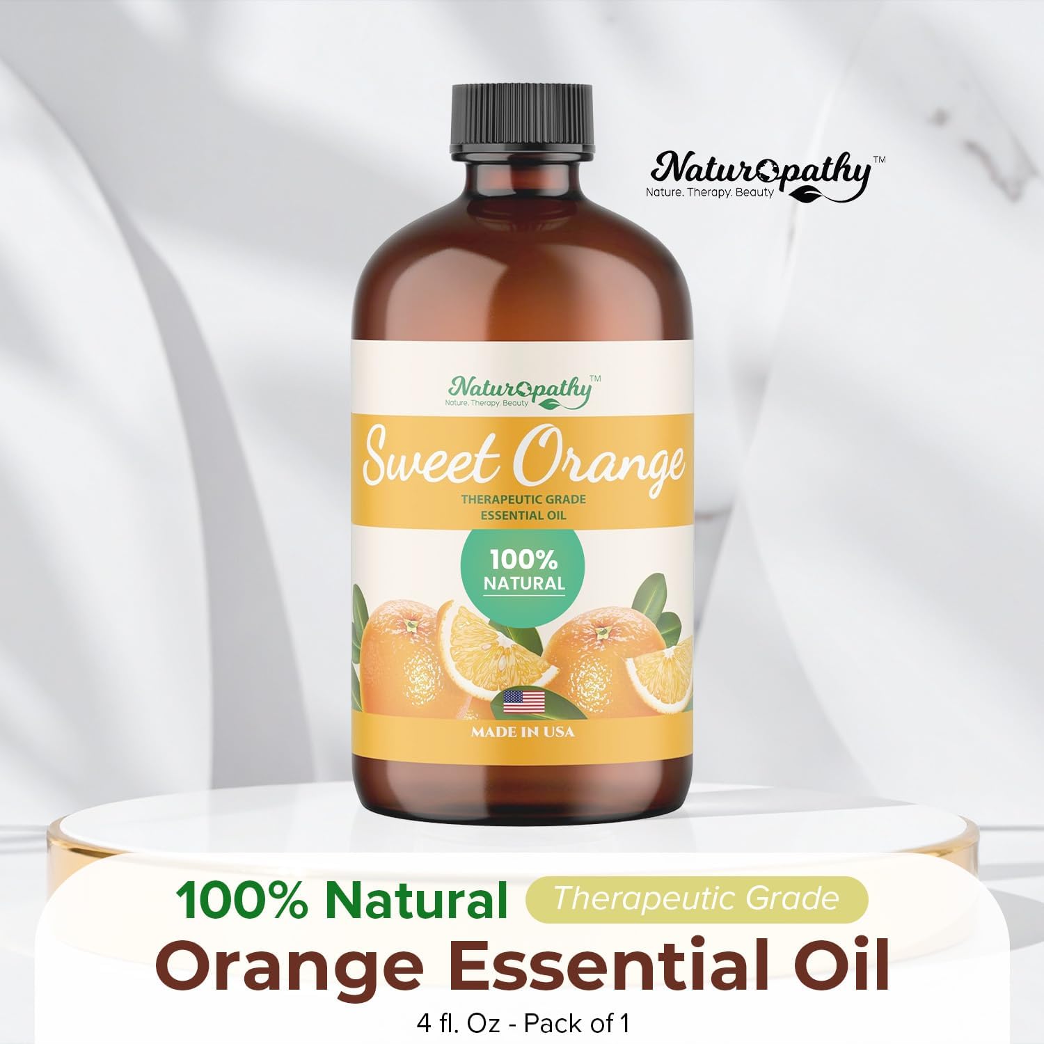 Naturopathy Sweet Orange Essential Oil Therapeutic Grade Premium Quality Oil with Glass Dropper - Huge 4 fl. Oz - Perfect for Aromatherapy and Relaxation