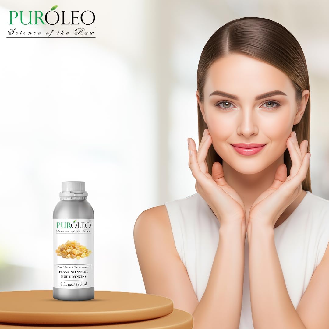 PUROLEO Frankincense Essential Oil 8 Fl Oz/236 ML (Packed in Canada) 100% Pure Natural Undiluted, for Aromatherapy, Perfume for Women, Fragrance, Massage, Essential Oil for diffusers Aromatherapy