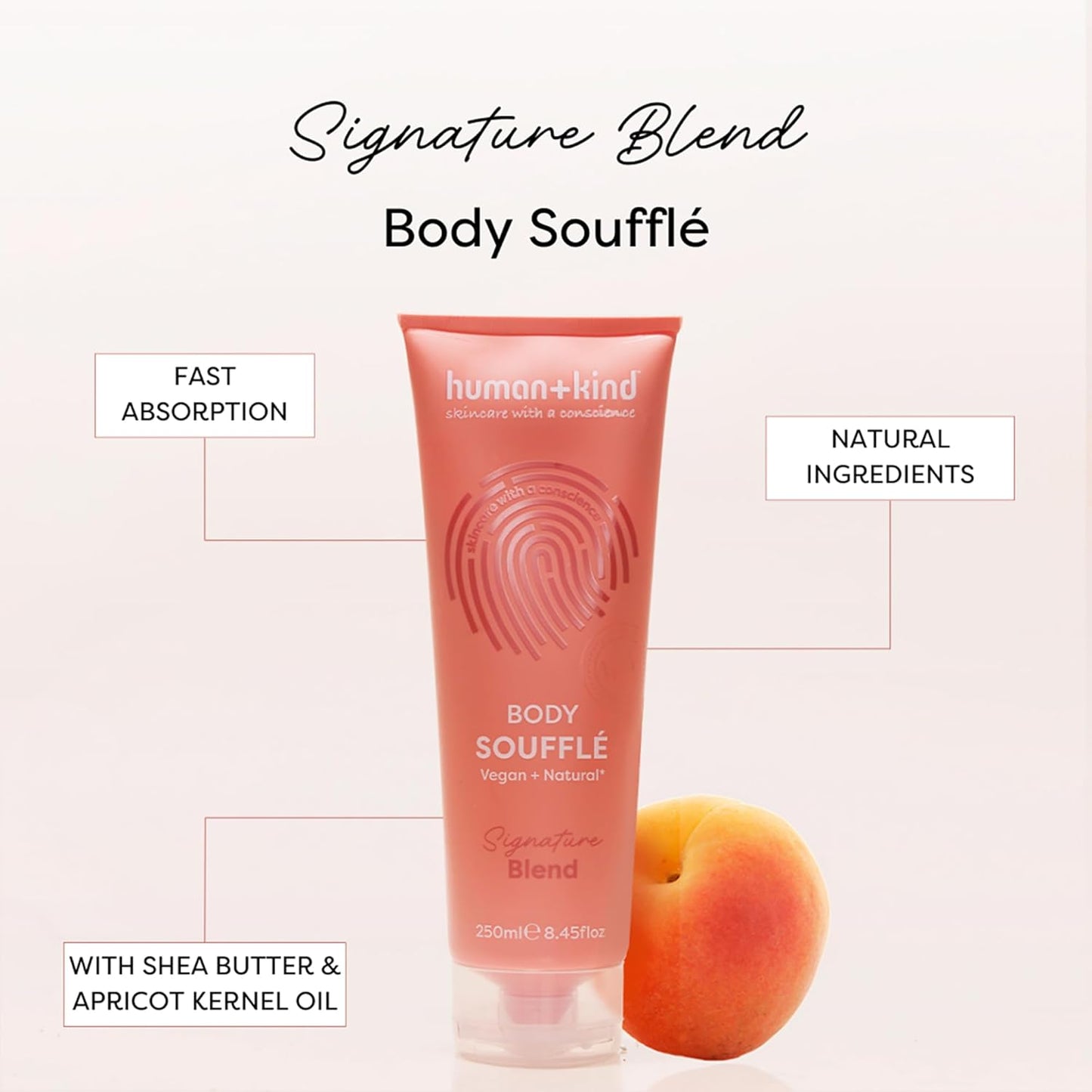 Human+Kind Signature Blend Body Souffle - Fast Absorbing Body Lotion - Hydrates Skin with Formulated Shea Butter and Apricot Kernel Oil - 8.5 oz