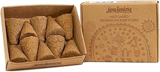 Luna Sundara Handmade Palo Santo Incense Cones (10 Cones Per Box) Sustainably Harvested Palo Santo from Peru